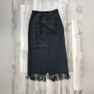 Black Fringe Hem  Vintage Rods Wool Western Black Women’s Skirt